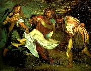 Theodore   Gericault la mise au tombeau d' apres titien Spain oil painting artist